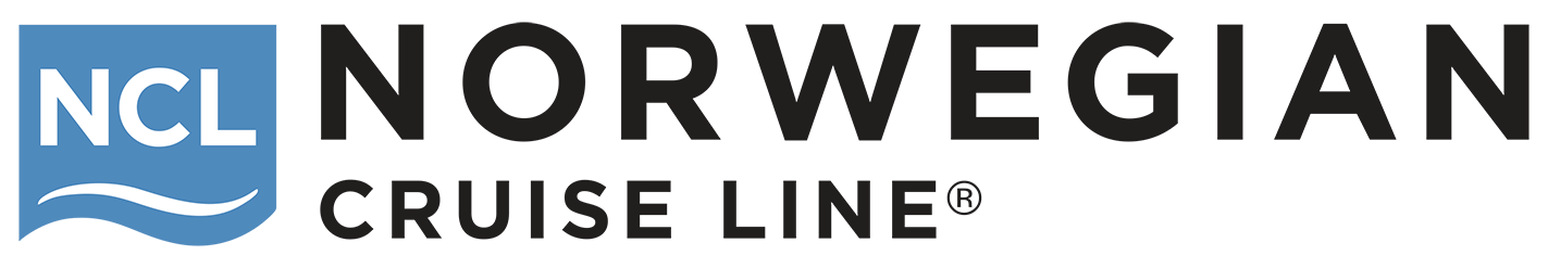 "NCL" logo in white with a blue background and wave, next to "NORWEGIAN CRUISE LINE" in black.