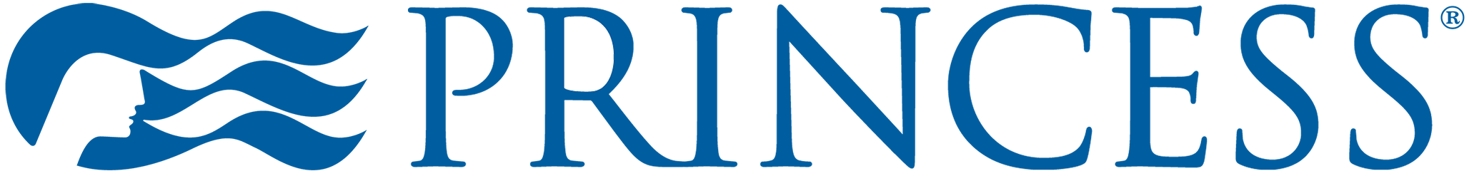 Blue "PRINCESS" text with a stylized blue wave logo to the left, on a black background.