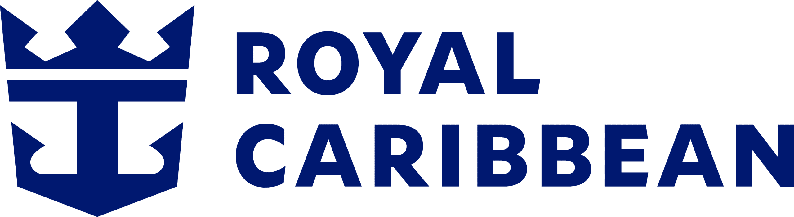The Royal Caribbean logo features a blue crown and anchor symbol next to the words "ROYAL CARIBBEAN".